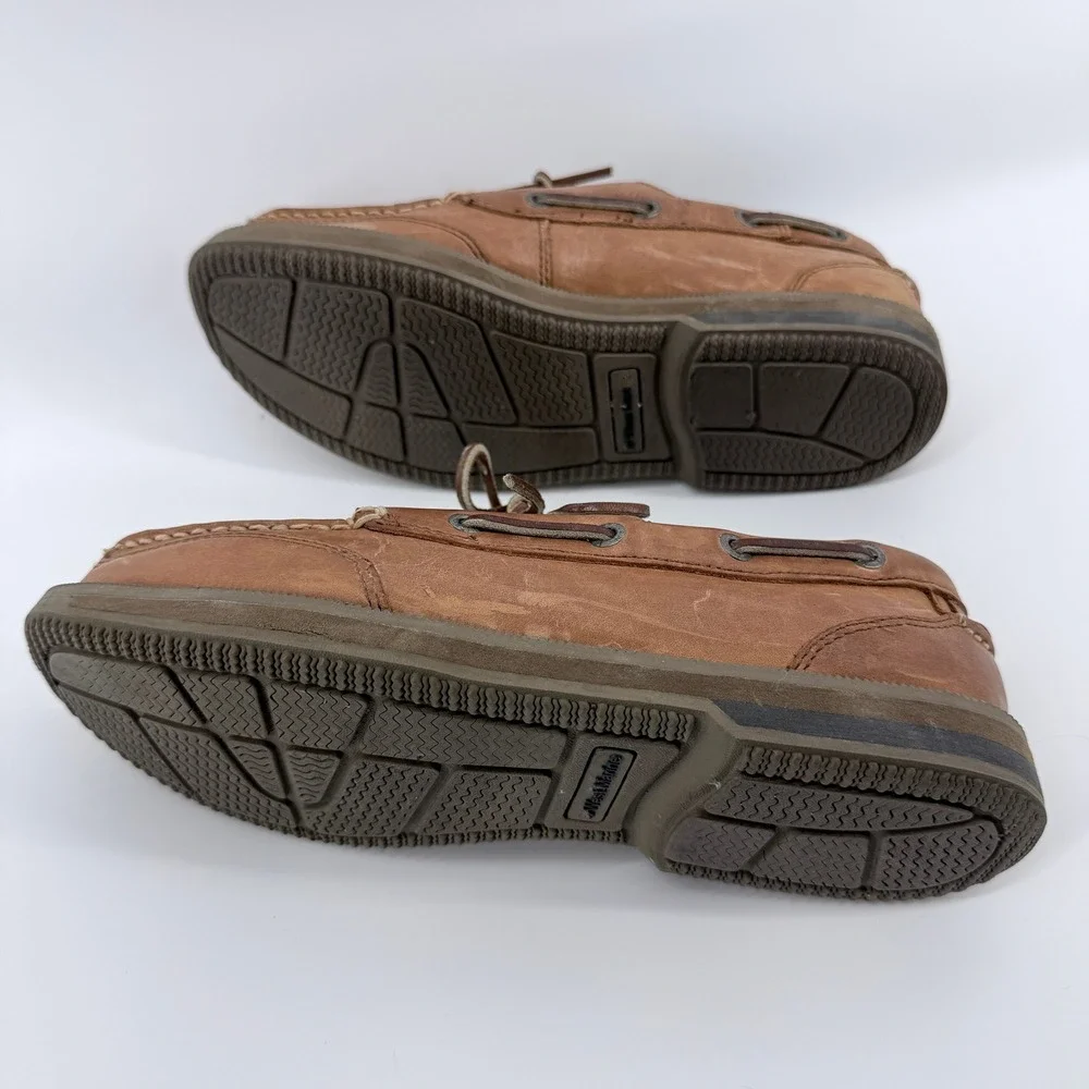 West Marine Mens Classic Comfort Mocs Tan Leather Boat Shoes Size 8.5